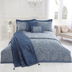 Paisley Chambray Blue Luxury Quilted Throw (150cm x 200cm)