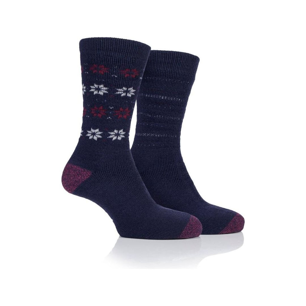 Jeep Mens 2pr Jeep Brushed Thermal Boot Socks - Navy Berry - Beales department store