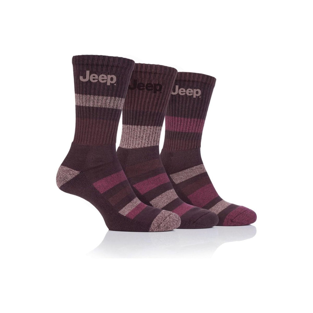 Jeep Mens 3pr Jeep Cotton Rich Stripe Socks - Brown Earth - Beales department store