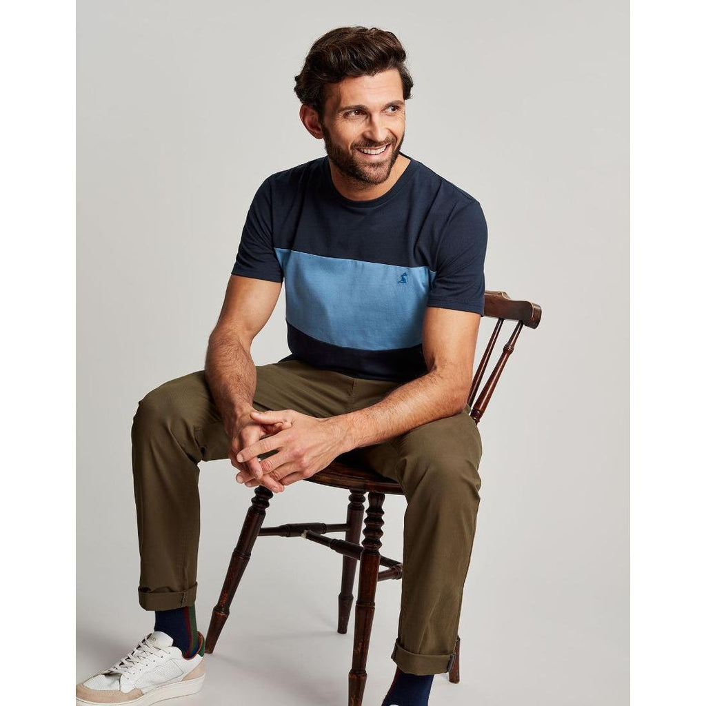 Joules Colourblock Short Sleeve T-shirt - Blue - Beales department store