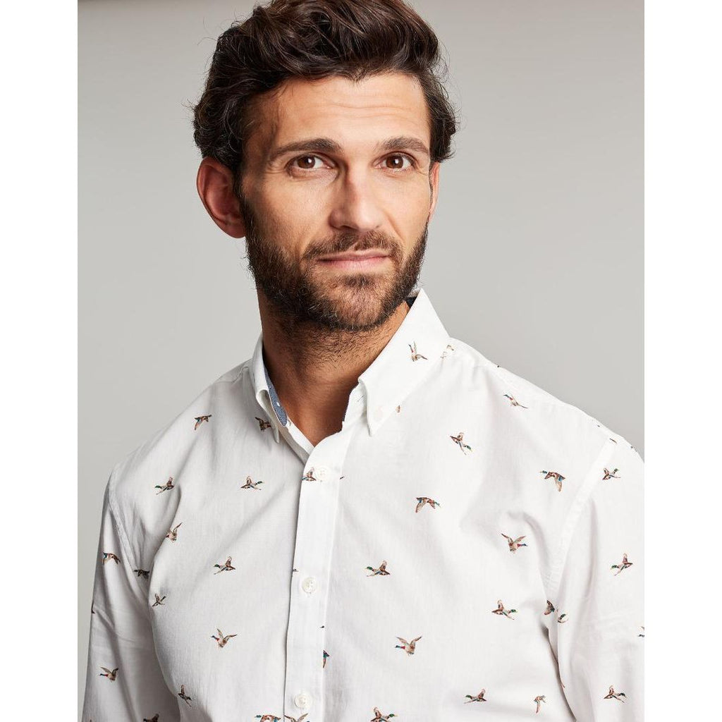 Joules Invitation Classic Fit Printed Shirt - White Ducks - Beales department store
