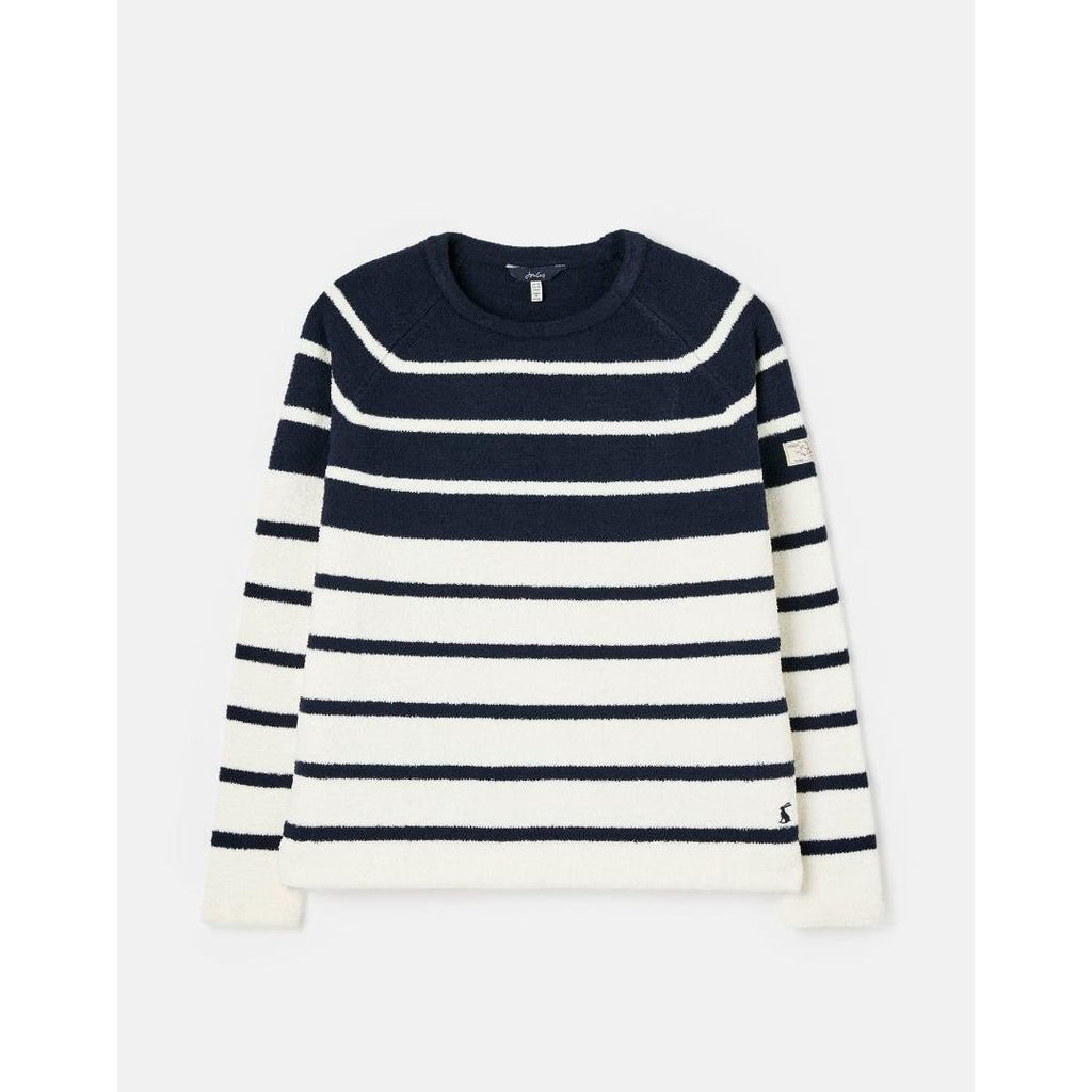 Joules Seaport Chenille Raglan Jumper - Navy Cream Stripe - Beales department store