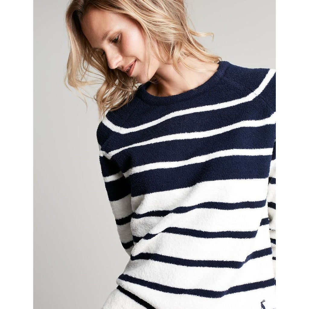 Joules Seaport Chenille Raglan Jumper - Navy Cream Stripe - Beales department store