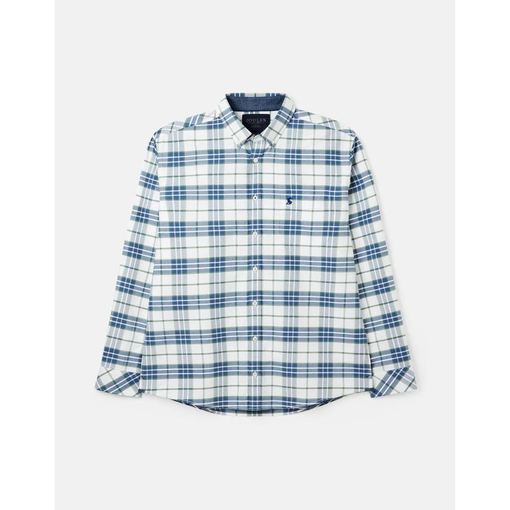 Joules Welford Classic Fit Check Shirt - Green Blue Check - Beales department store