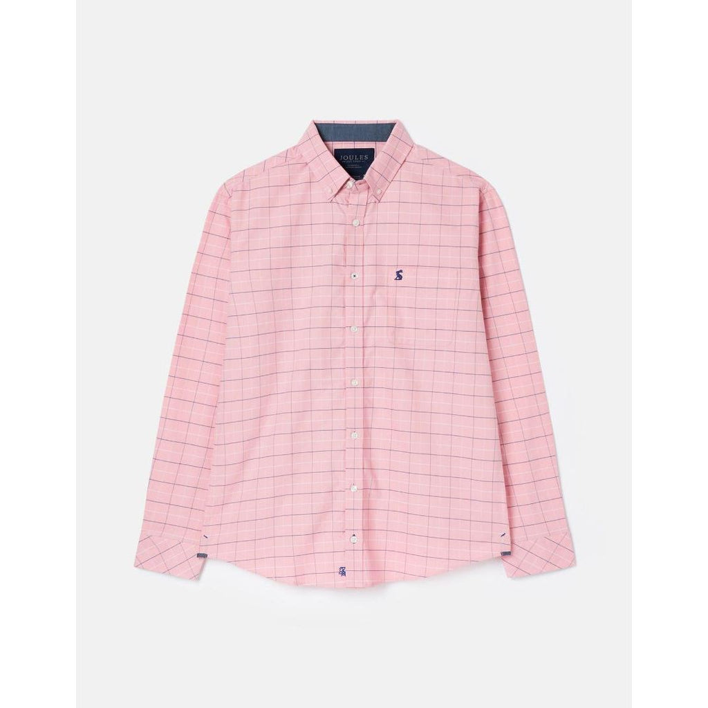Joules Welford Long Sleeve Classic Fit Check Shirt - Pink Check - Beales department store
