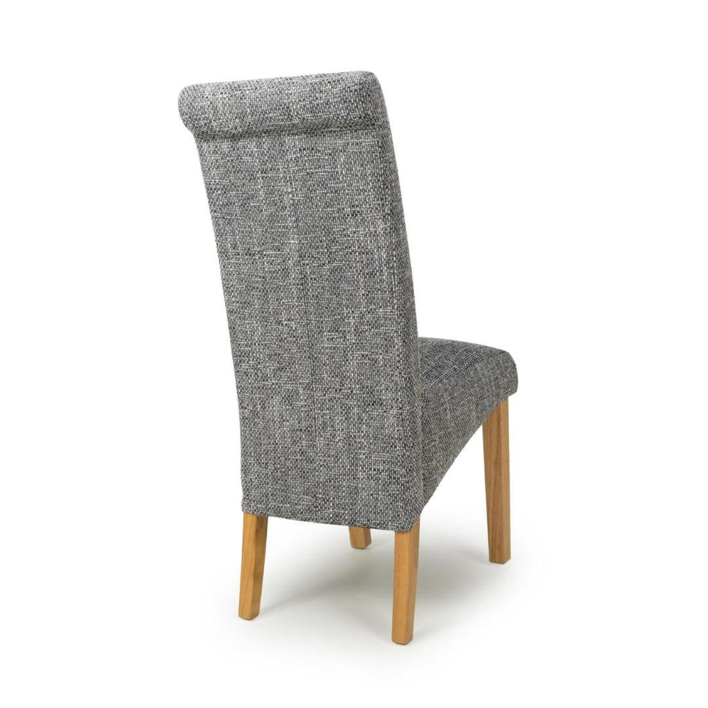 Karta Scroll Back Tweed Grey Dining Chair Set Of 2 - Beales department store