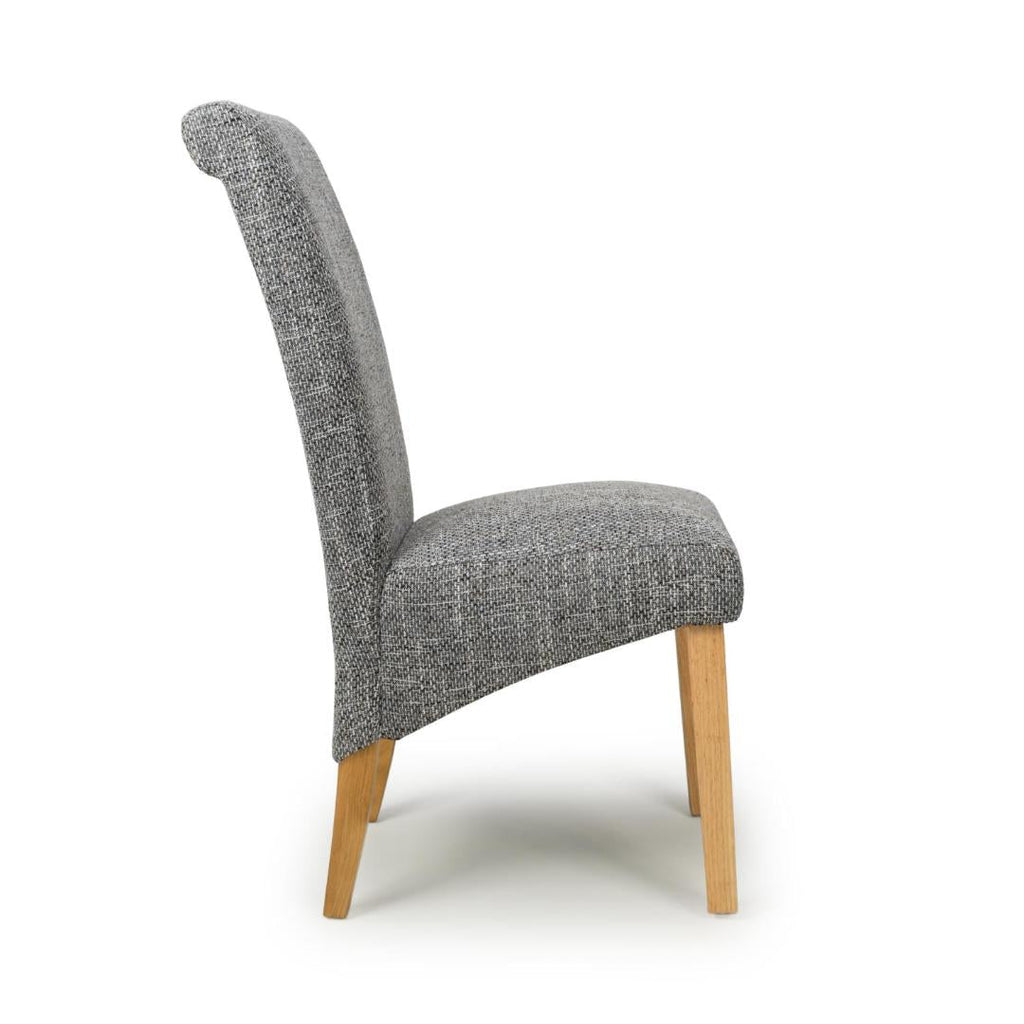 Karta Scroll Back Tweed Grey Dining Chair Set Of 2 - Beales department store