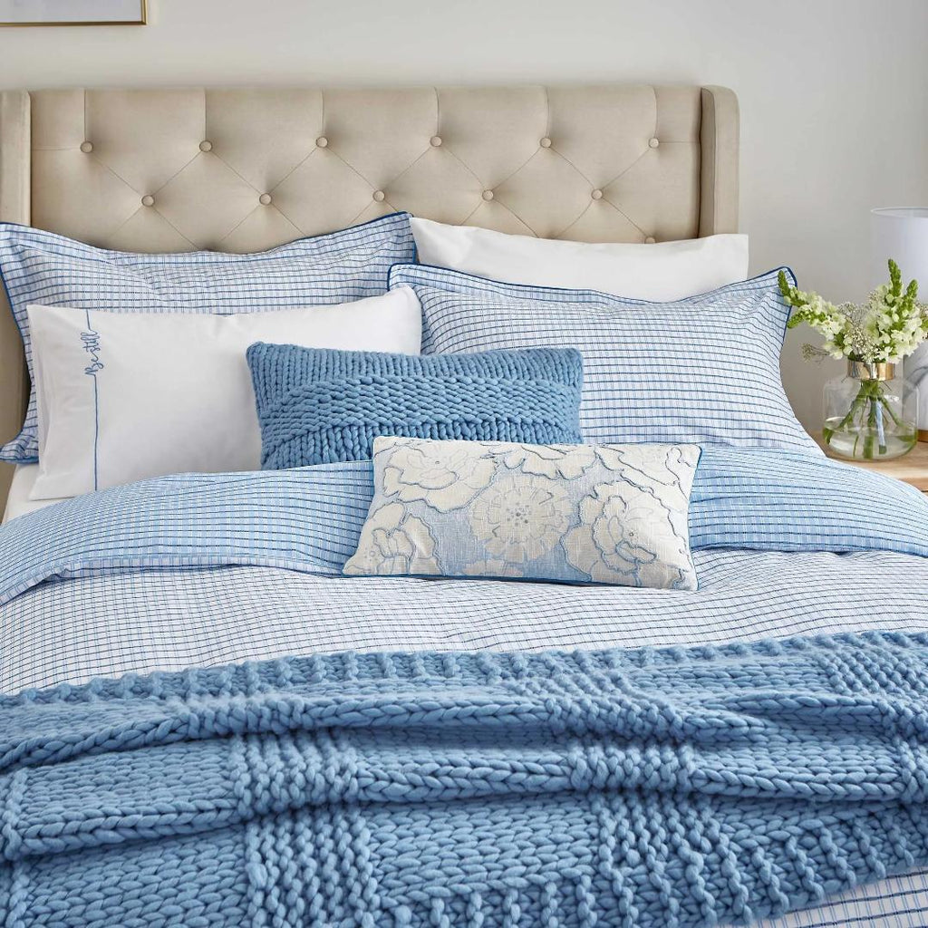 Katie Piper Be Still Check Duvet Cover Set - Blue - Beales department store