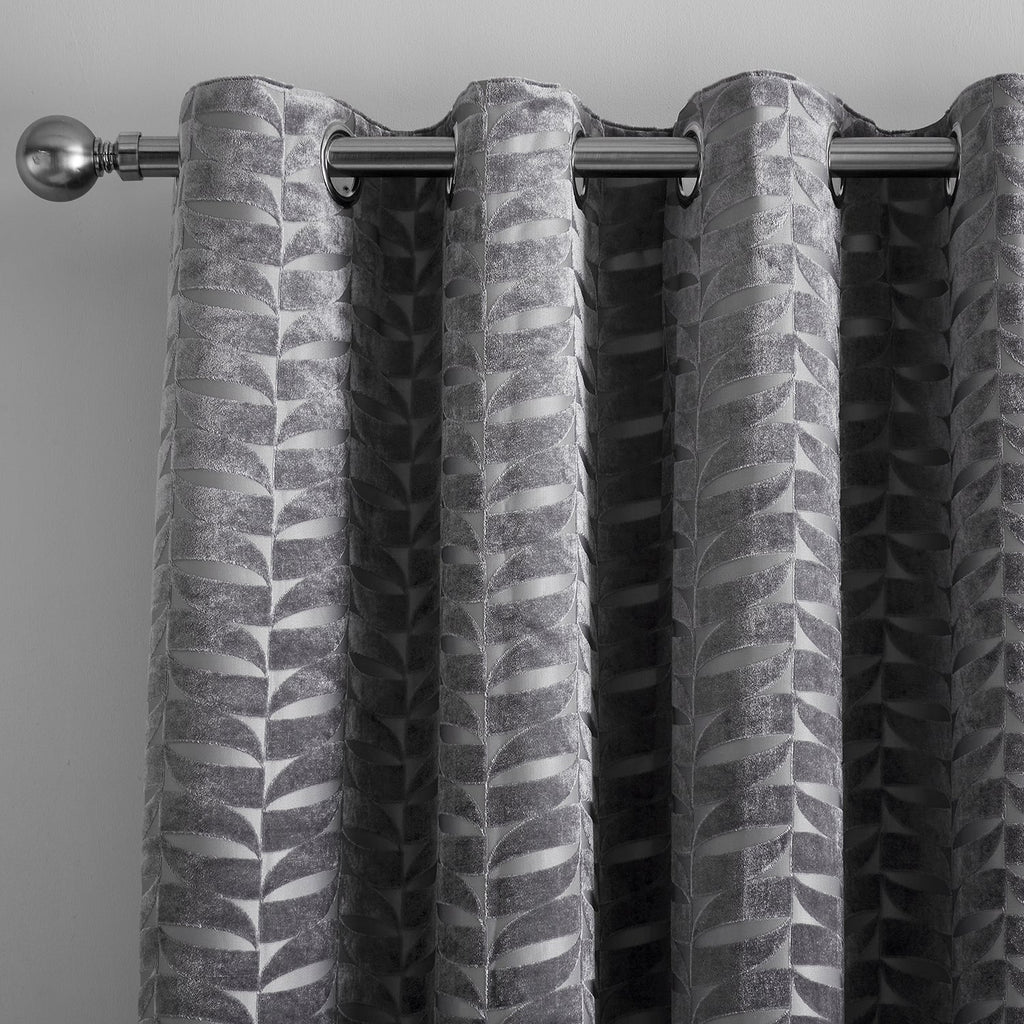 Kendal Charcoal Grey Velvet Eyelet Curtains