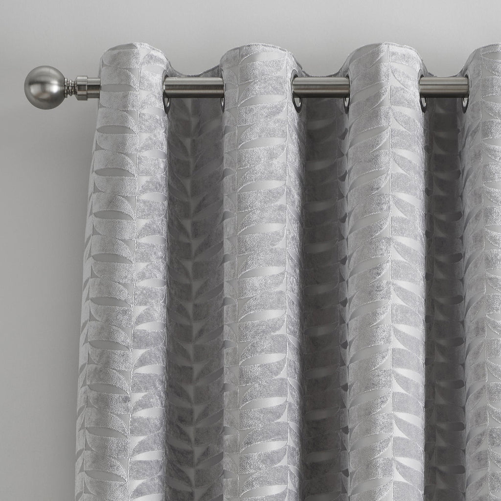 Kendal Silver Grey Velvet Eyelet Curtains
