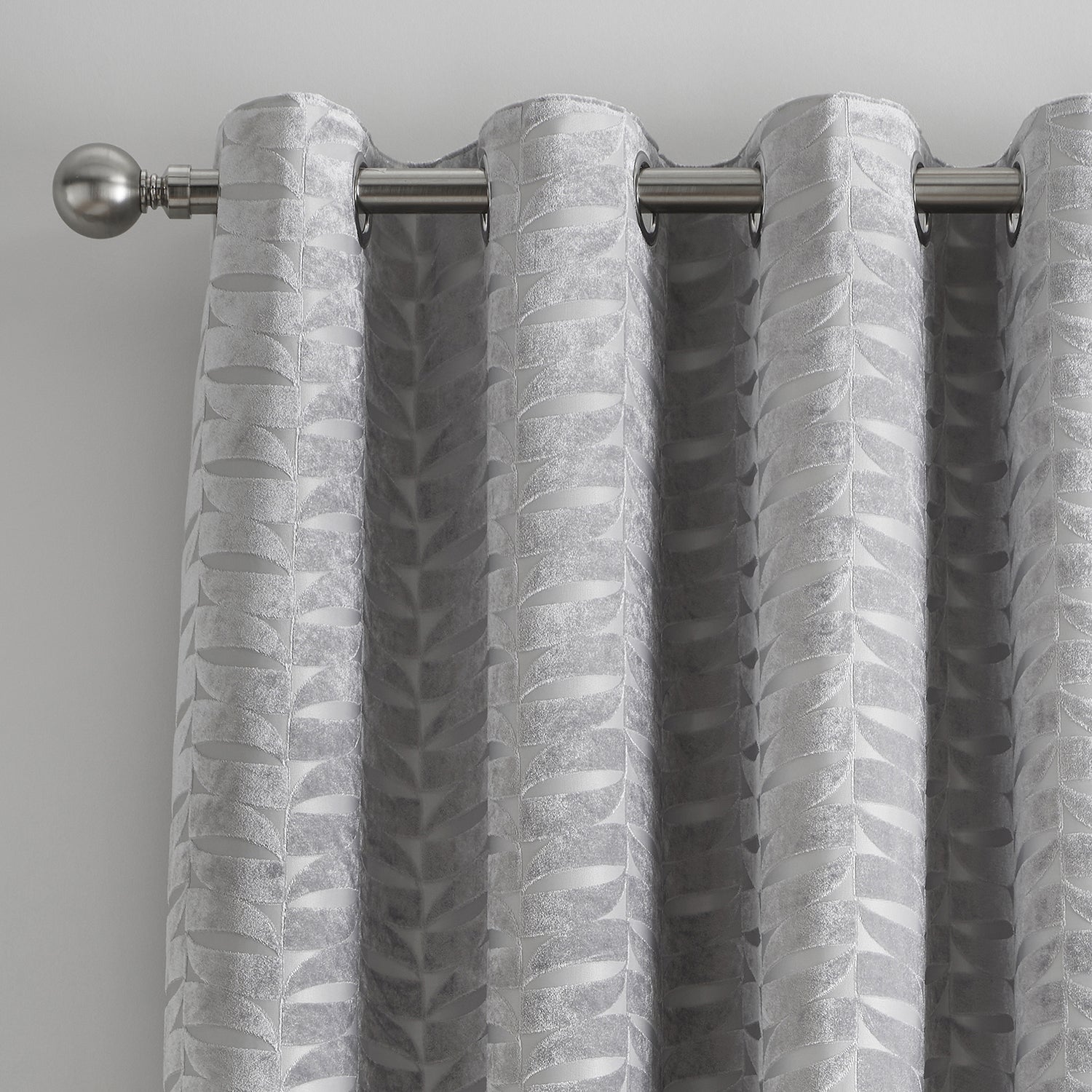Kendal Silver Grey Velvet Eyelet Curtains