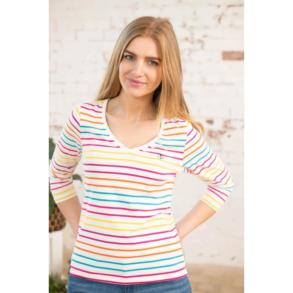 Lighthouse Ariana Top - Teal Pink Stripe - Beales department store