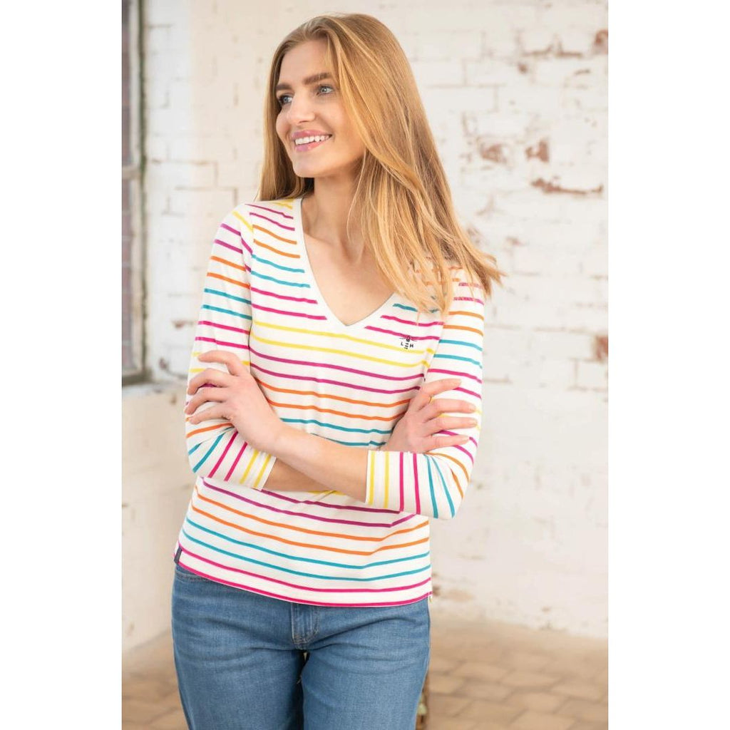 Lighthouse Ariana Top - Teal Pink Stripe - Beales department store