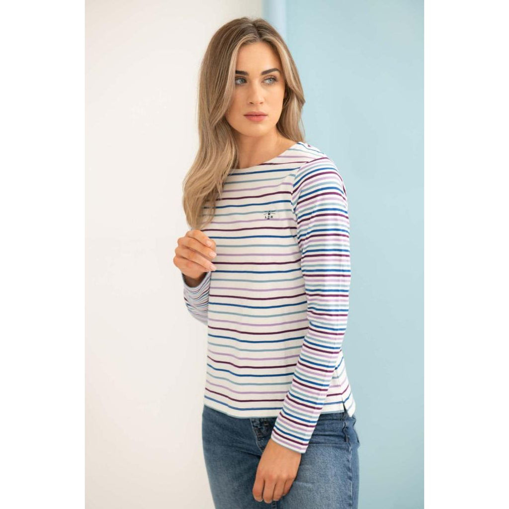 Lighthouse Causeway Breton Top - Purple Blue Stripe - Beales department store