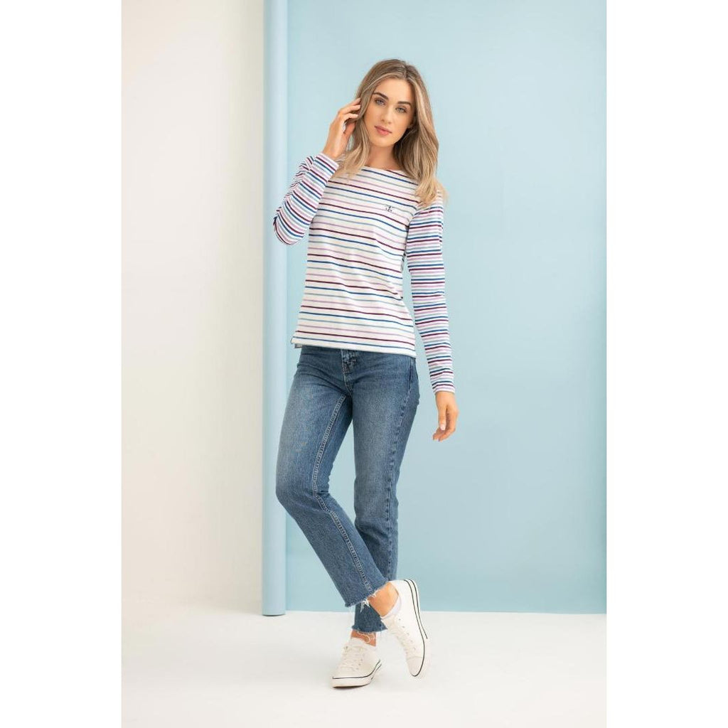 Lighthouse Causeway Breton Top - Purple Blue Stripe - Beales department store