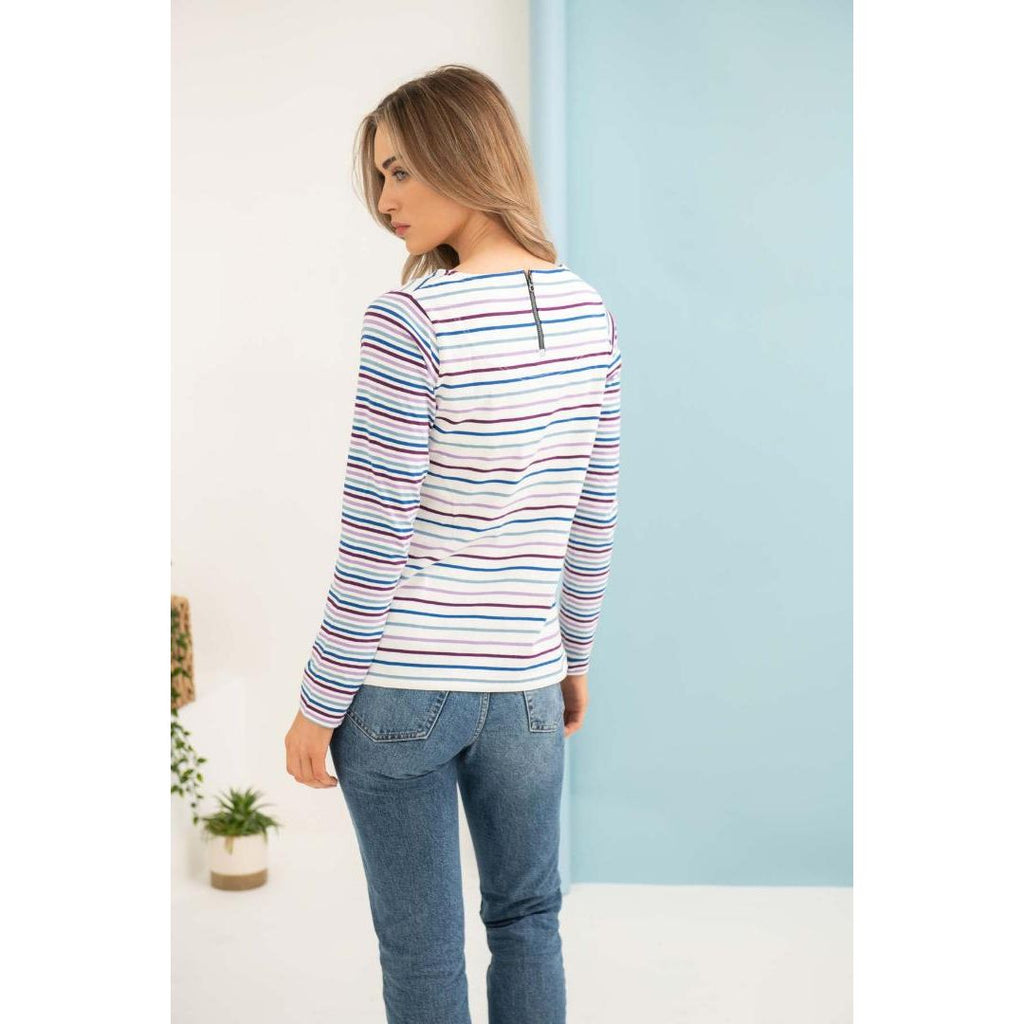 Lighthouse Causeway Breton Top - Purple Blue Stripe - Beales department store