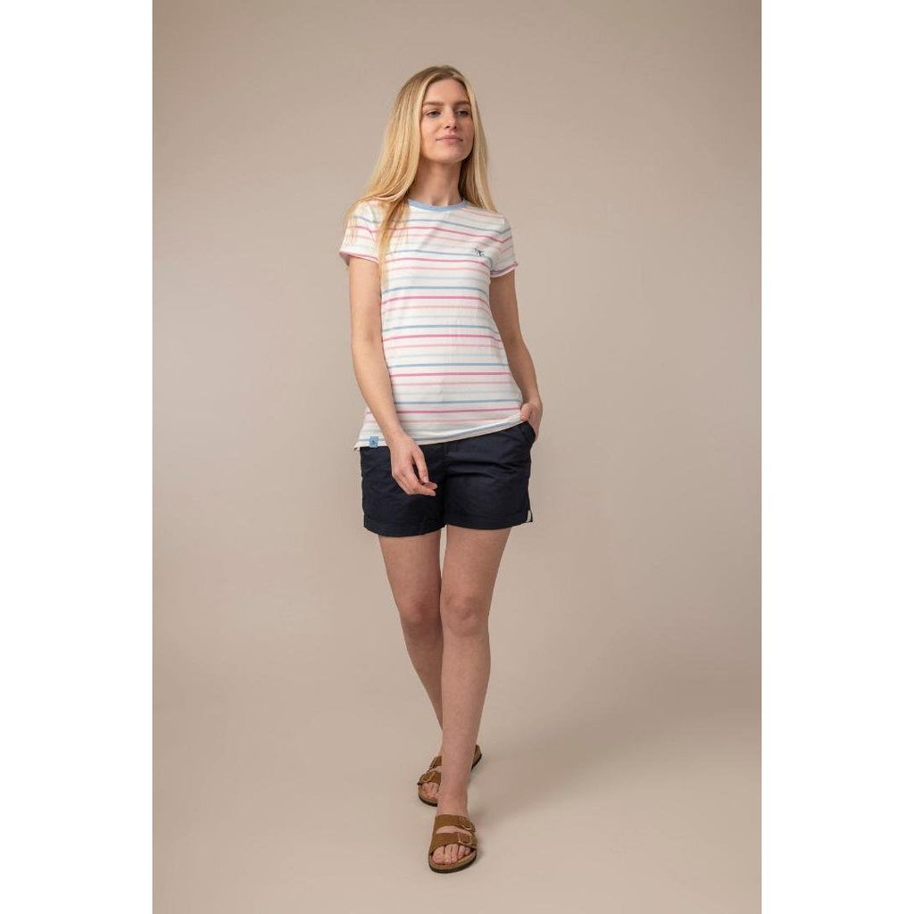 Lighthouse Causeway Tee - Pink Blue Stripe - Beales department store