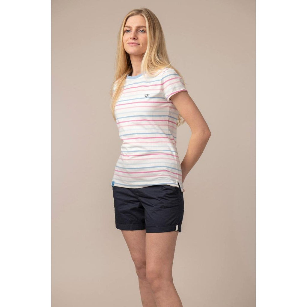 Lighthouse Causeway Tee - Pink Blue Stripe - Beales department store