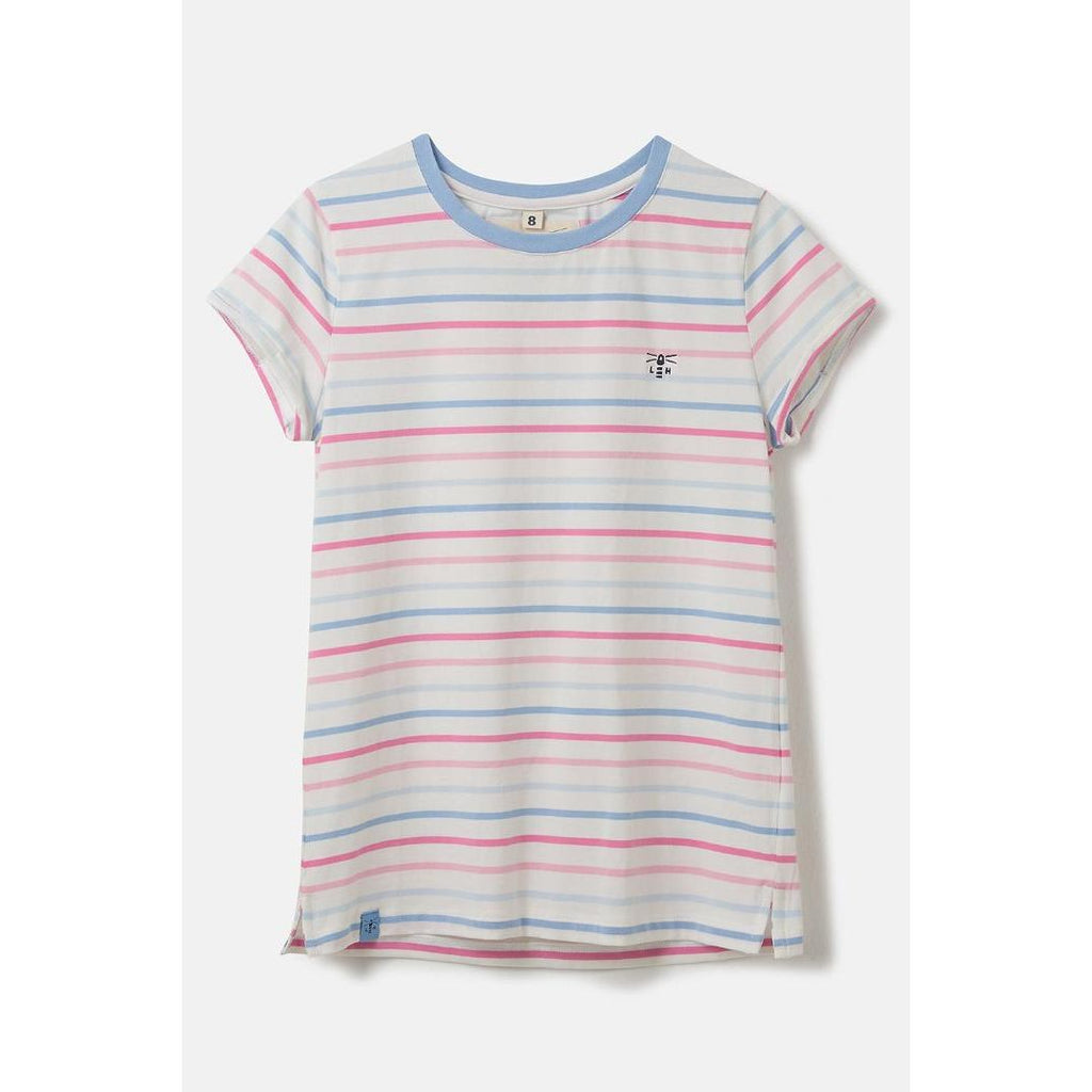 Lighthouse Causeway Tee - Pink Blue Stripe - Beales department store