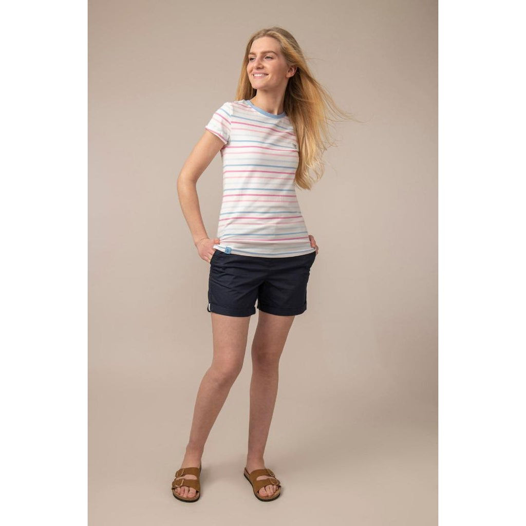 Lighthouse Causeway Tee - Pink Blue Stripe - Beales department store