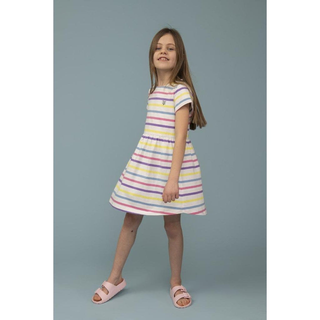 Little Lighthouse Ellie Short Sleeve Dress - Multi Stripe - Beales department store