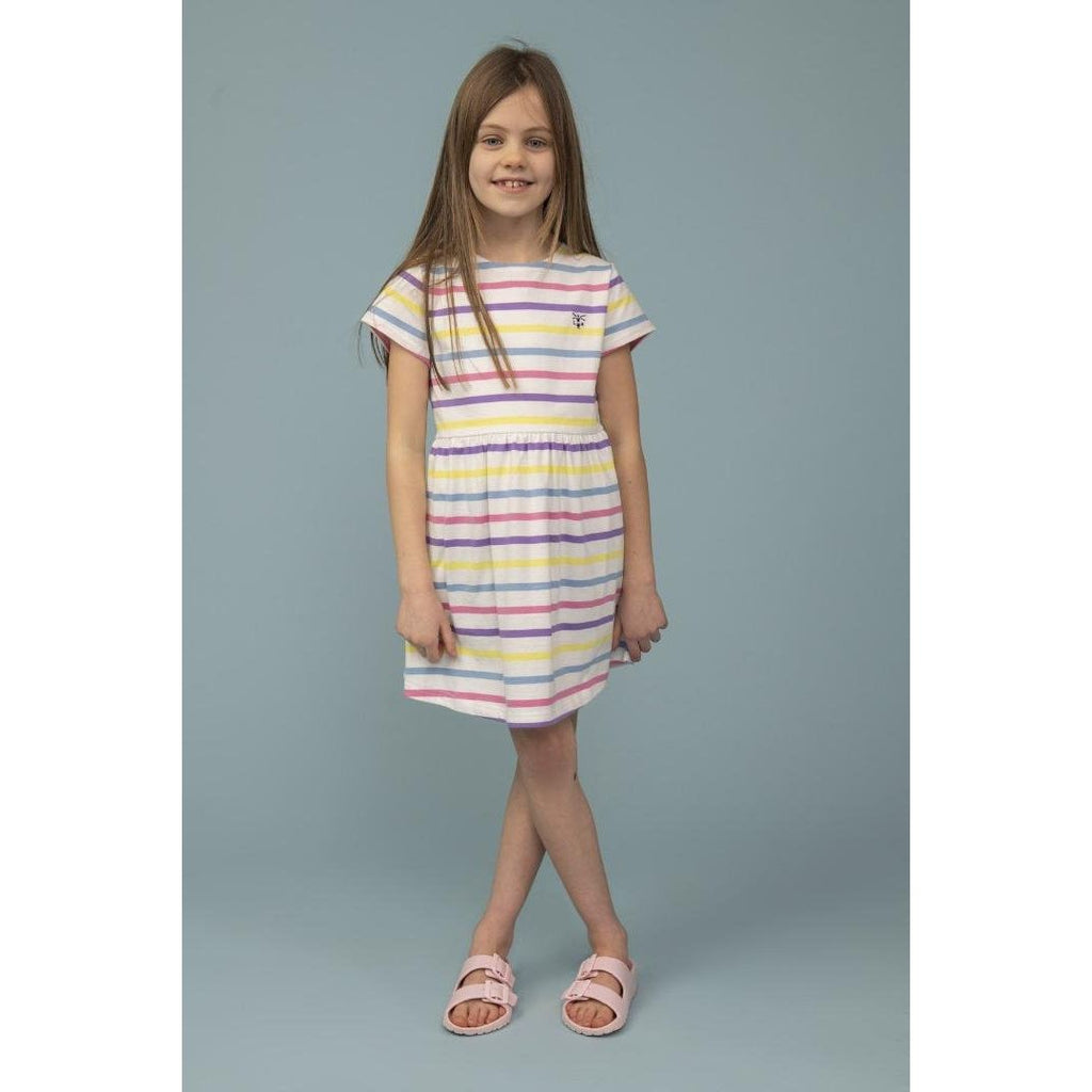 Little Lighthouse Ellie Short Sleeve Dress - Multi Stripe - Beales department store