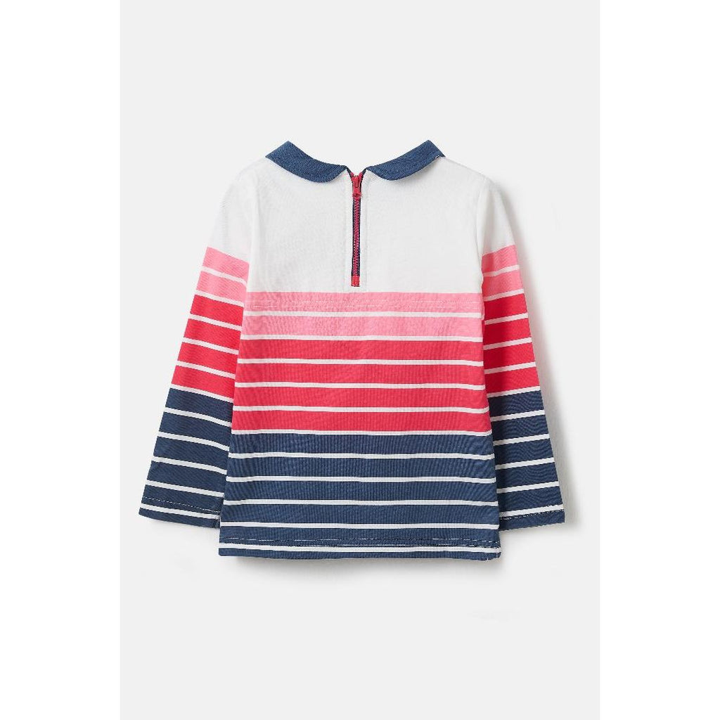 Little Lighthouse Emmie Girls Jersey Top - Blue Pink Stripe - Beales department store