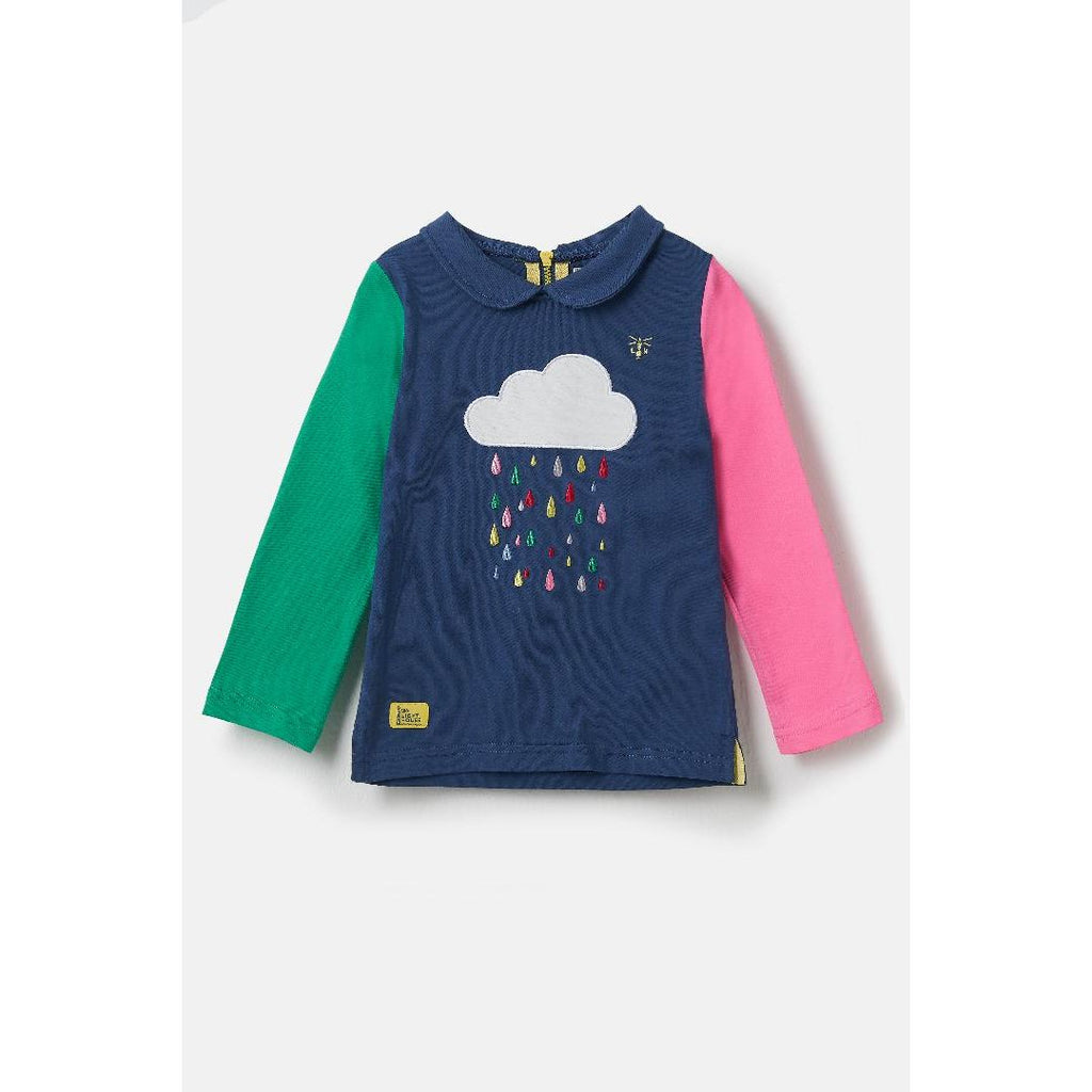 Little Lighthouse Emmie Girls Jersey Top - Raindrop Applique - Beales department store