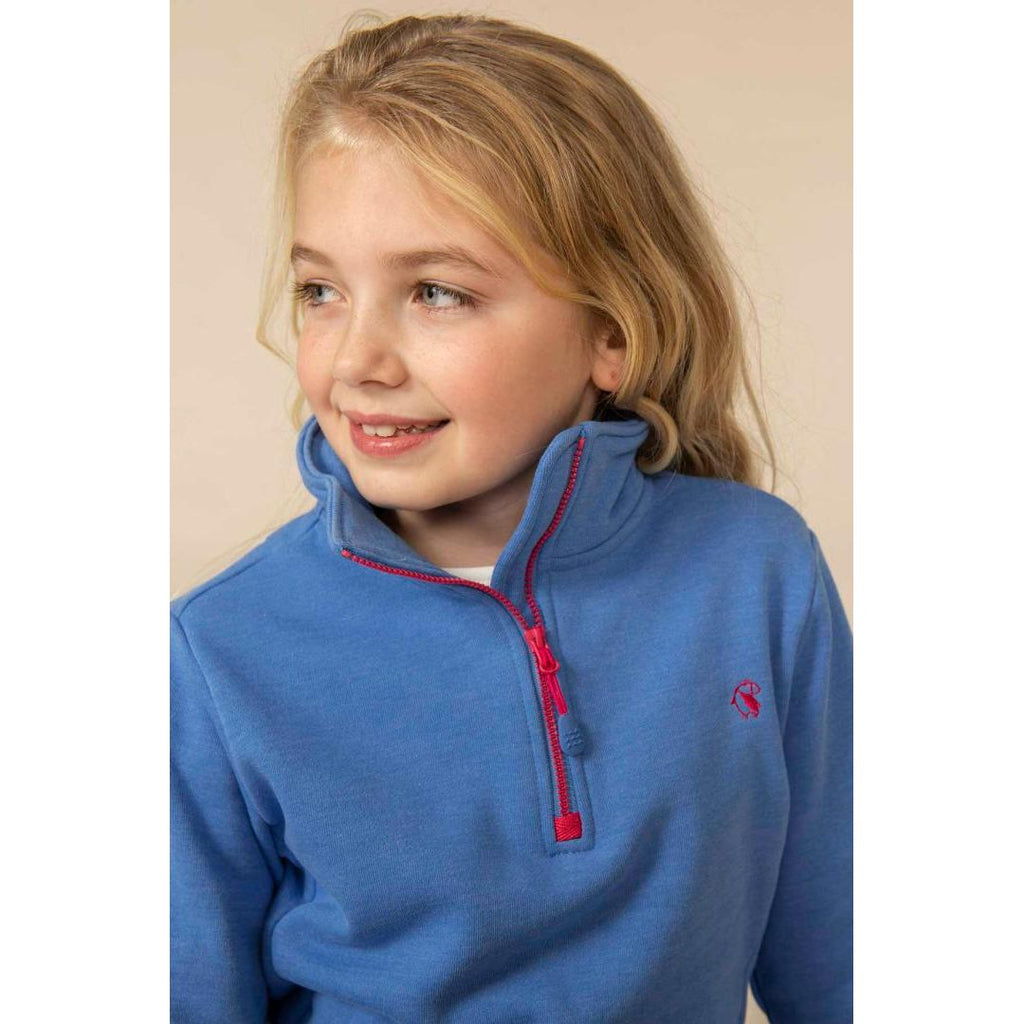 Little Lighthouse Robyn Girls Half Zip Jersey - Cornflower - Beales department store