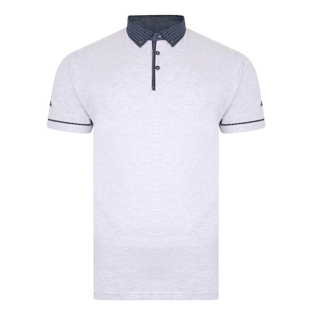 Lizard King Button Down Printed Collar Polo Shirt - Silver - Beales department store