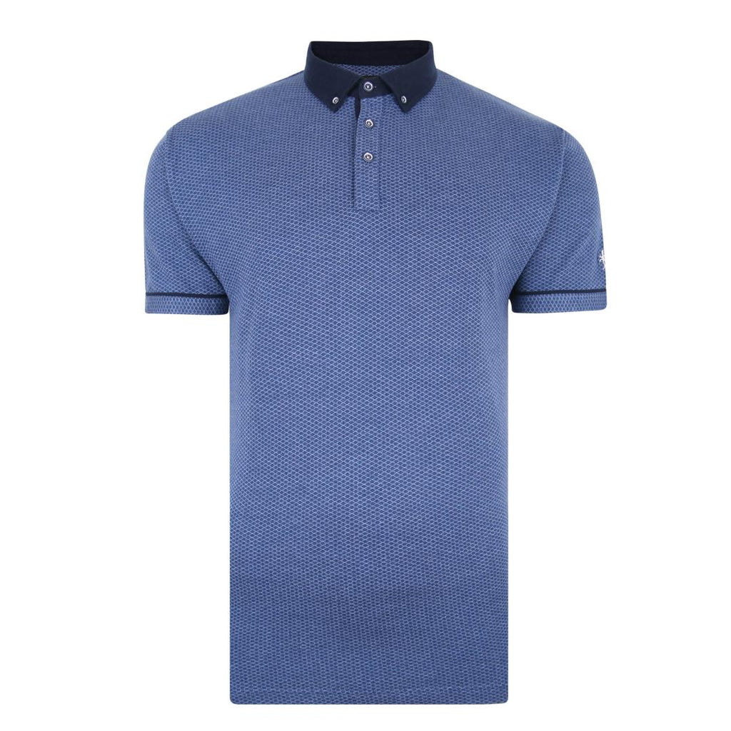 Lizard King Honeycomb Jacquard Polo Shirt - Denim - Beales department store