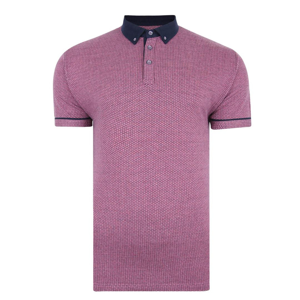 Lizard King Honeycomb Jacquard Polo Shirt - Pink - Beales department store