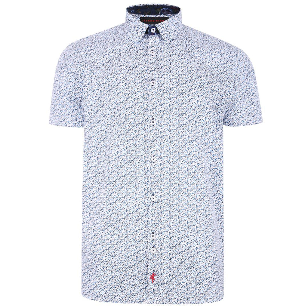 Lizard King Lobelia Print Short Sleeve Shirt - Sky - Beales department store