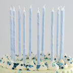 Blue Tall Marble Birthday Cake Candles