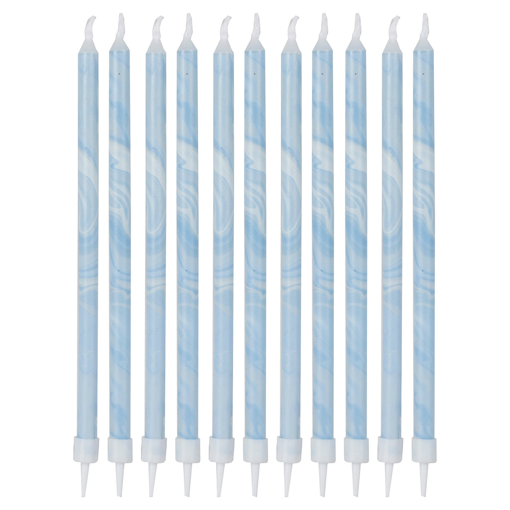 Blue Tall Marble Birthday Cake Candles