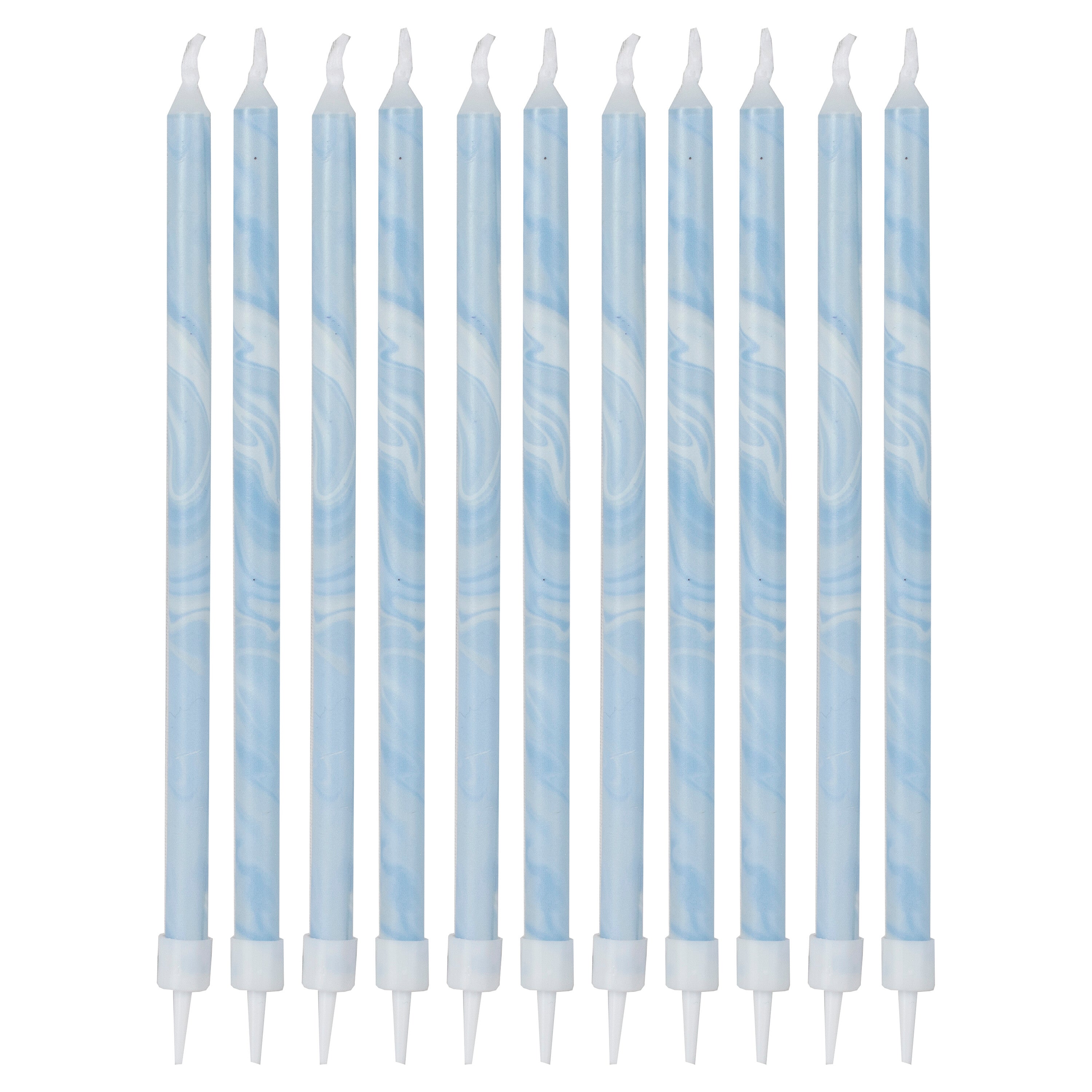 Blue Tall Marble Birthday Cake Candles