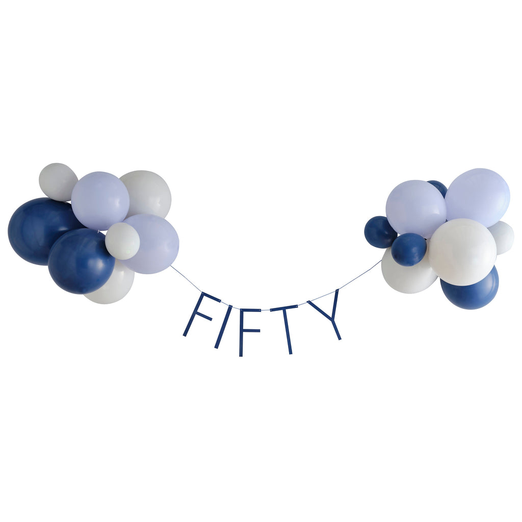 Navy 50th Birthday Milestone Balloon Bunting