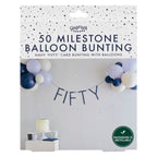Navy 50th Birthday Milestone Balloon Bunting