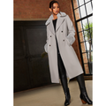 Chi Chi London Double Breasted Faux Fur Trim Coat in Grey