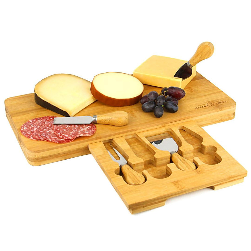 Maison & White Bamboo Cheese Board Serving Platter With Knife Set - Beales department store