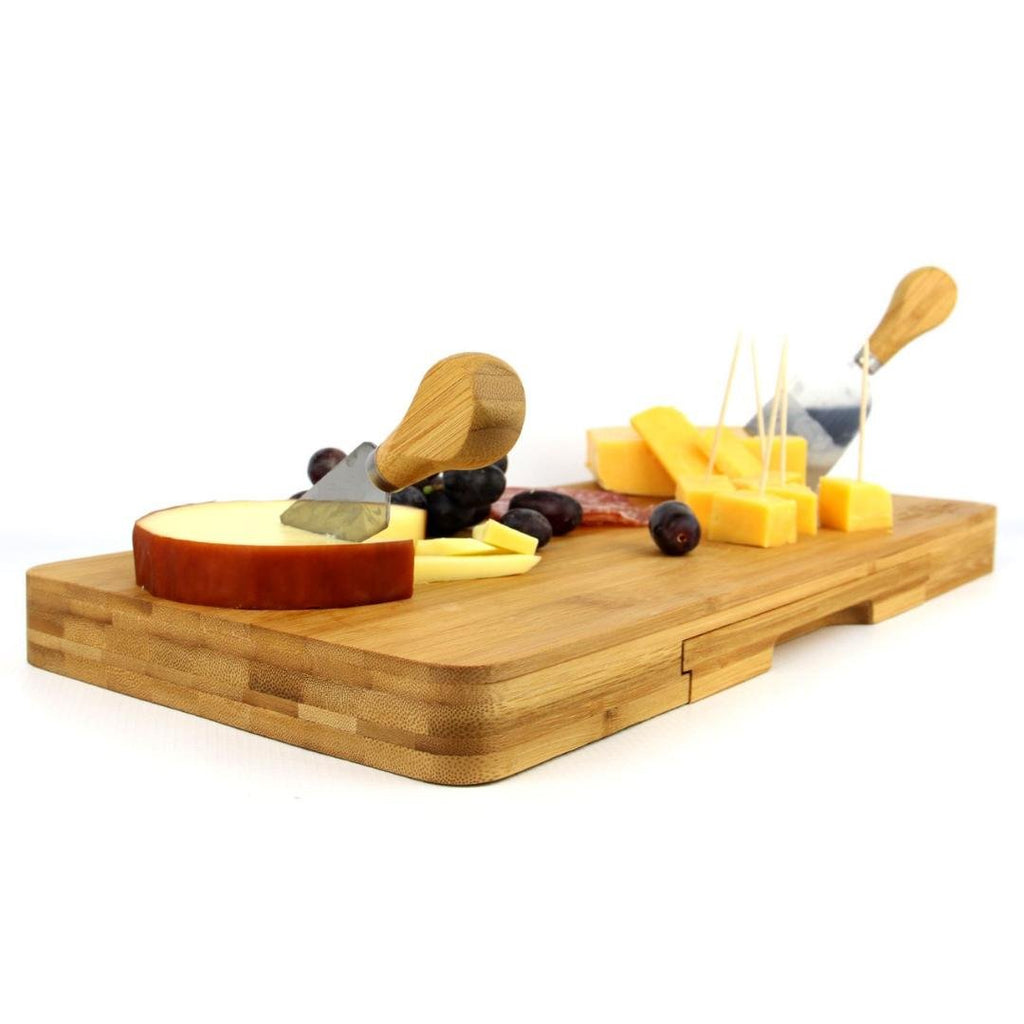 Maison & White Bamboo Cheese Board Serving Platter With Knife Set - Beales department store