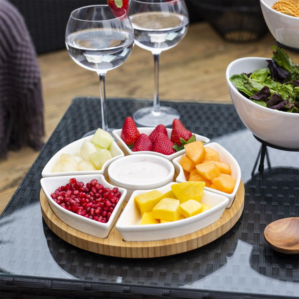 Maison & White Bamboo Rotating Dip Set & Ceramic Dishes - Beales department store