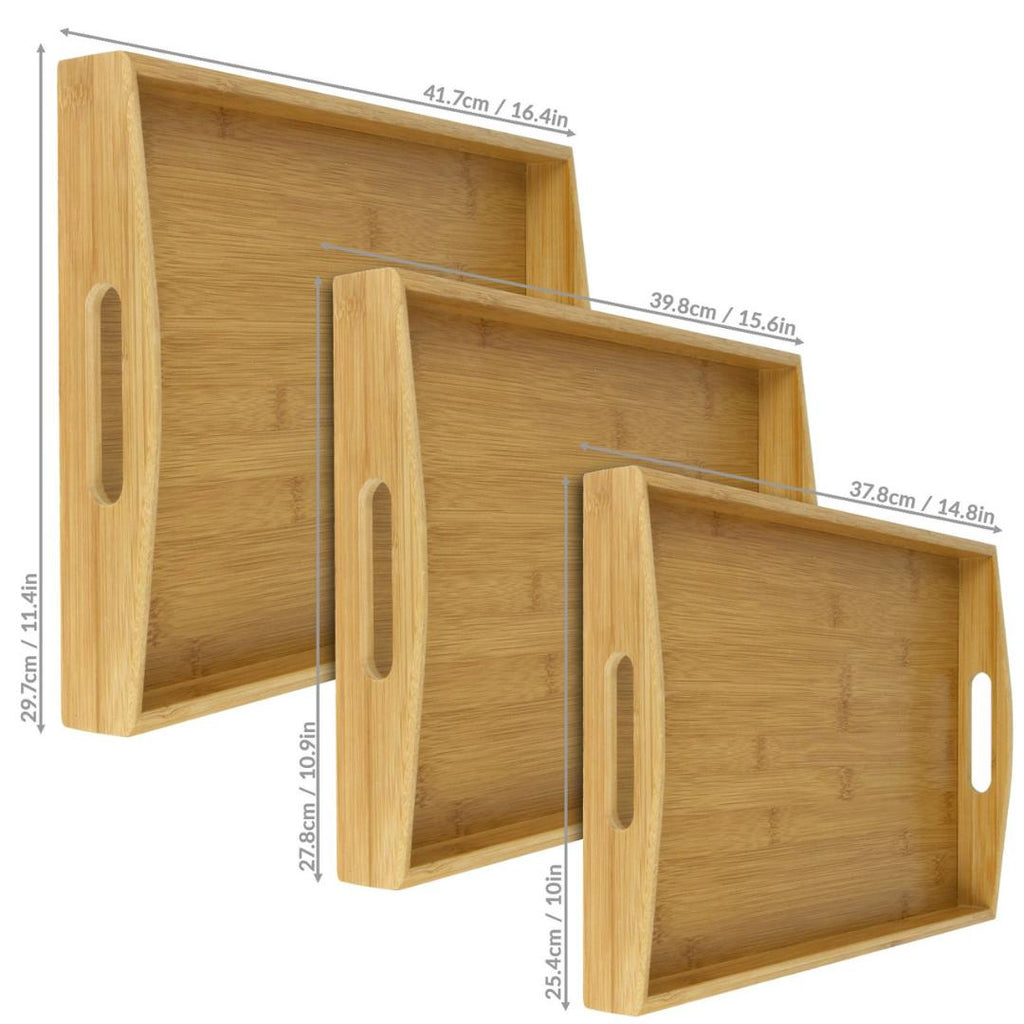 Maison & White Bamboo Serving Trays - Set of 3 - Beales department store