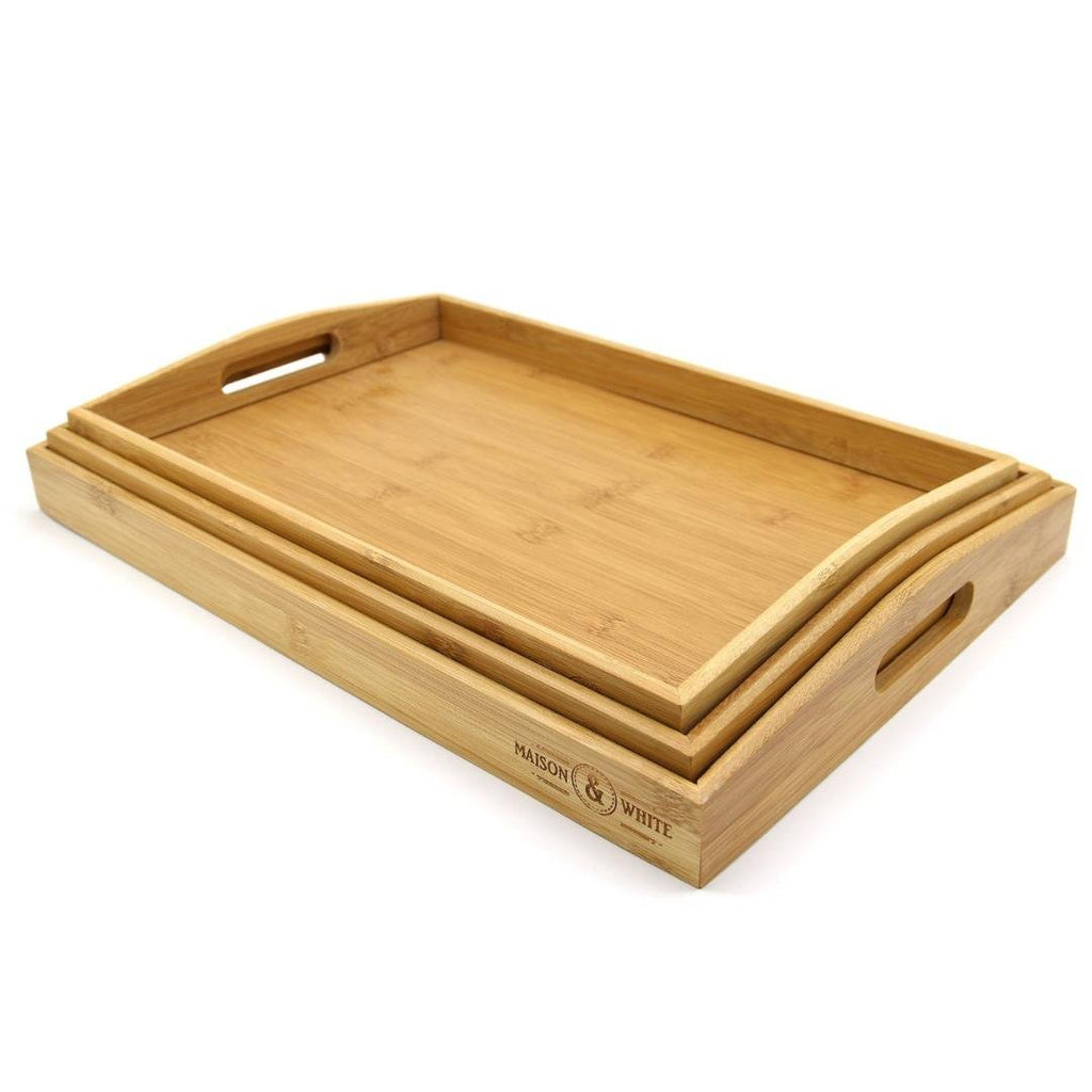 Maison & White Bamboo Serving Trays - Set of 3 - Beales department store