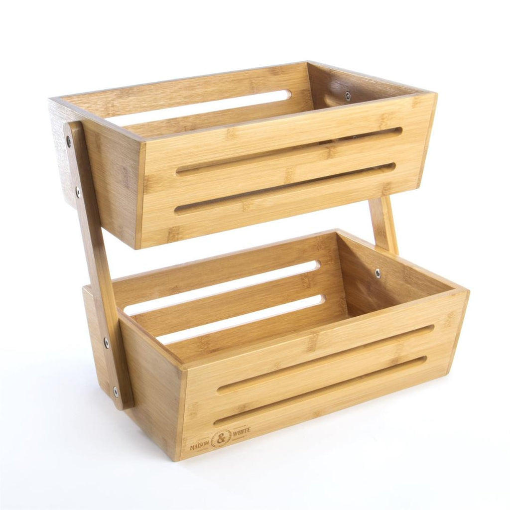 Maison & White Bamboo Storage Basket 2 Tier - Beales department store