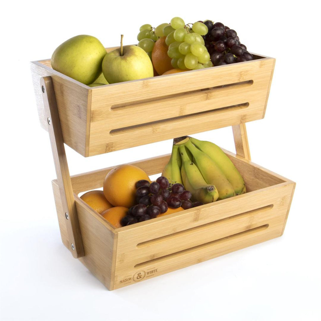 Maison & White Bamboo Storage Basket 2 Tier - Beales department store