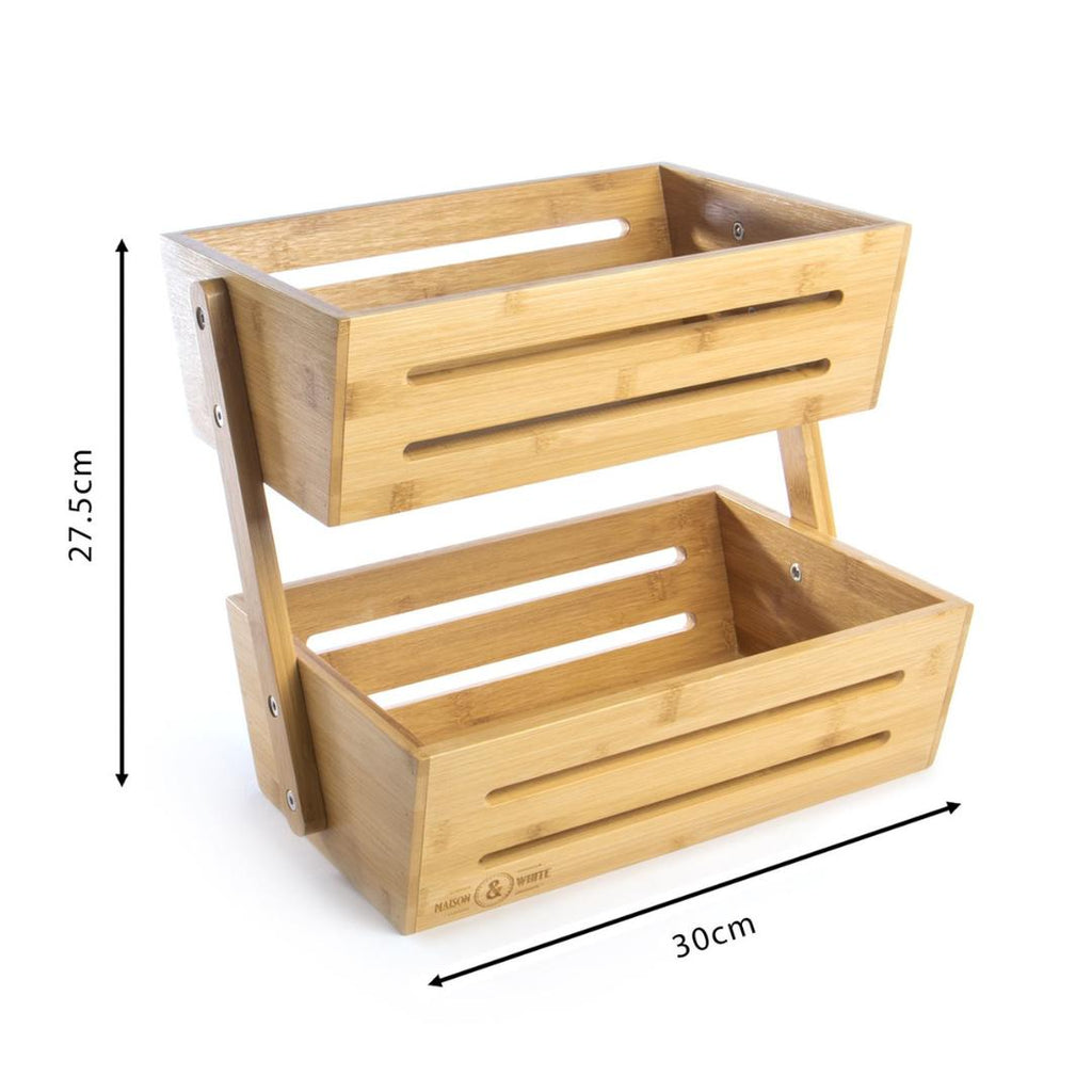 Maison & White Bamboo Storage Basket 2 Tier - Beales department store