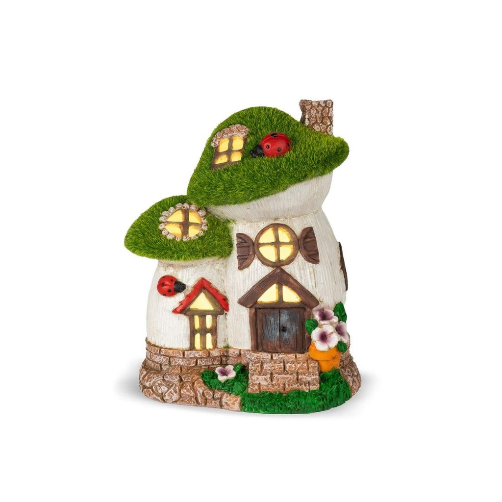 Maison & White Garden Solar Ornaments Garden Mushroom House with Ladybug - Beales department store