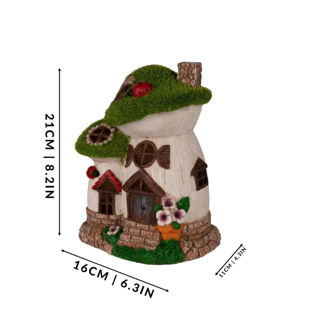 Maison & White Garden Solar Ornaments Garden Mushroom House with Ladybug - Beales department store