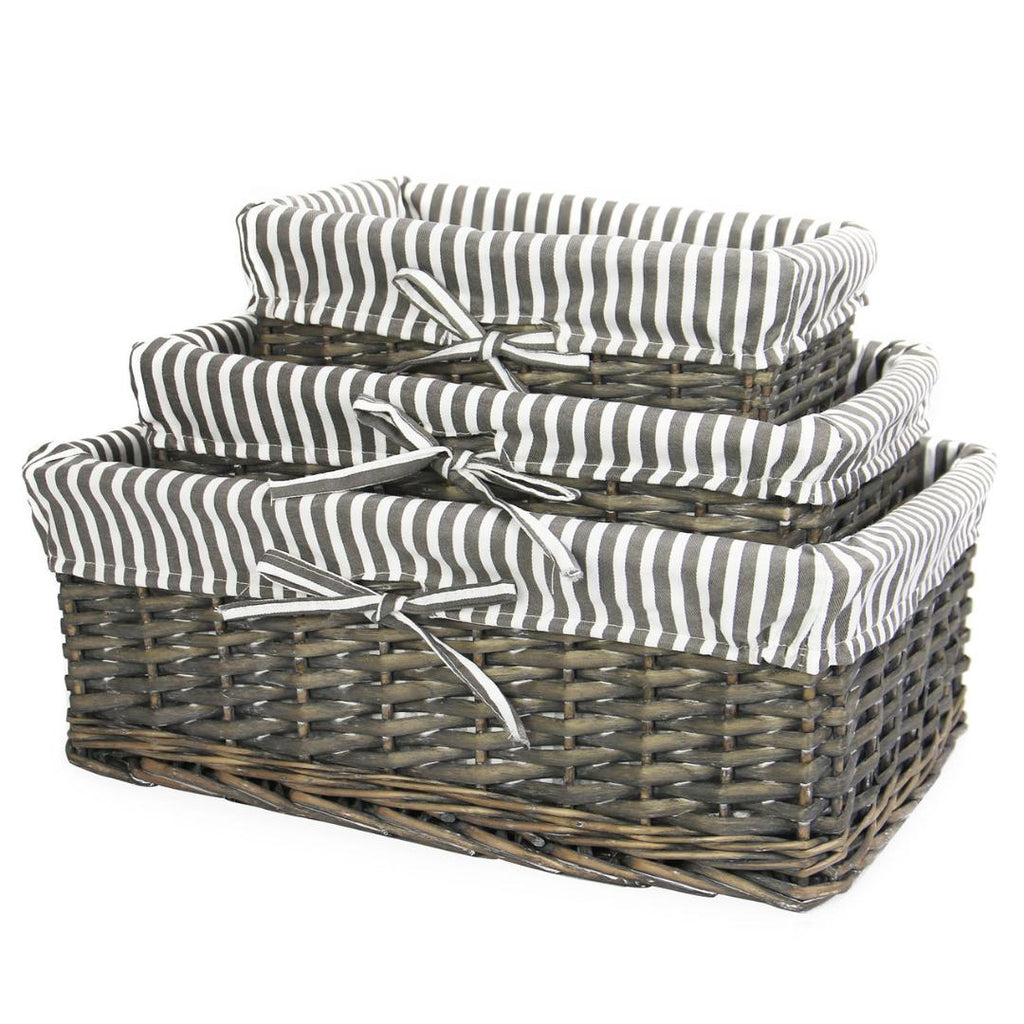 Maison & White Grey Wicker Baskets Set of 3 - Beales department store